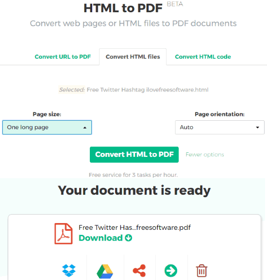 Sejda HTML to PDF