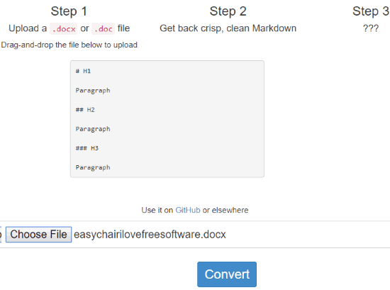 Word to Markdown Converter interface