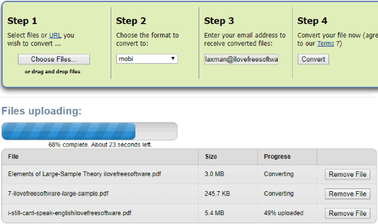 Zamzar PDF to MOBI