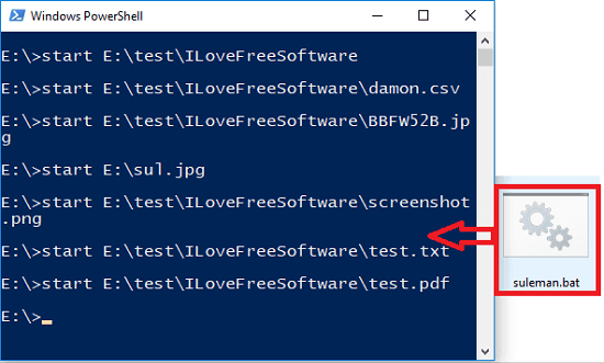 batch file to open multiple files together in windows 10