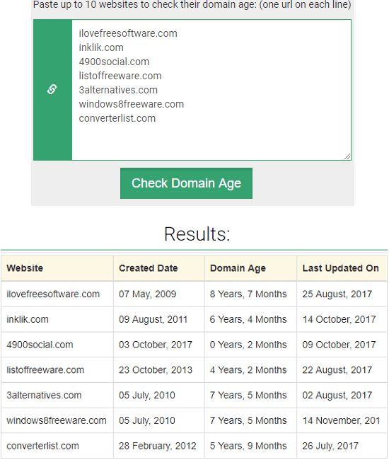 bulk domain age checker by PrepostSEO
