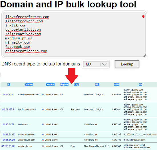 bulk whois lookup by InfoByIP