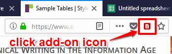 click addon icon