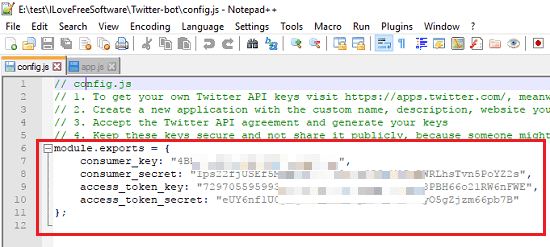 configure js configuration twitter bot