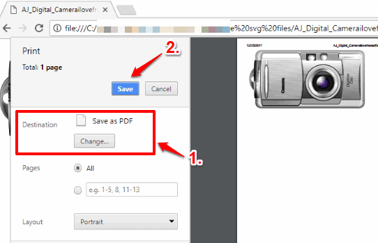 convert svg to pdf using chrome browser