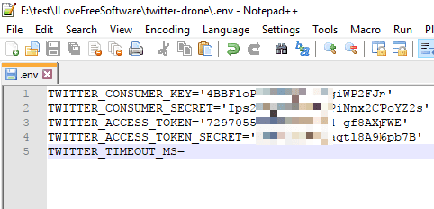 create env file twitter drone