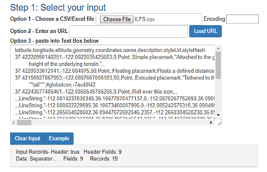 ConvertCSV: online csv to kml