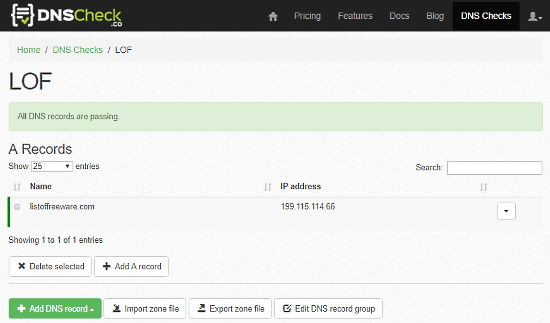 DNS Check: dns monitoring