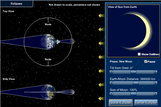 Eclipse Simulator With Solar Eclipse Simulation, Lunar Eclipse Simulation