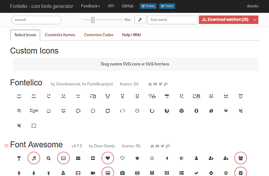 Fontello: icon font generator