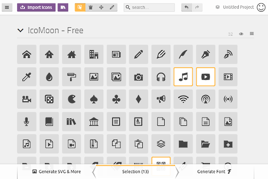 IcoMoon: icon font generator