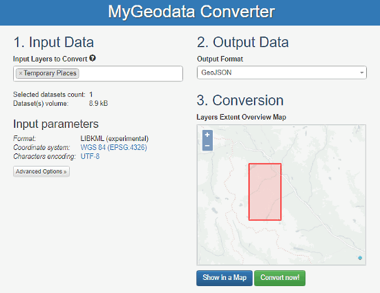 MyGeoData: convert kml to geojson
