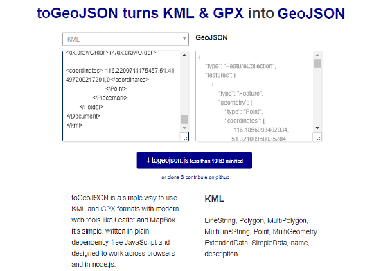 MapBox: KML to GeoJSON