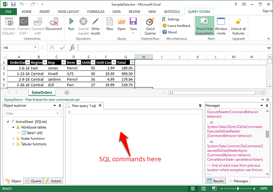 query storm connect SQL with sheet