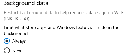How To Restrict Background Data for WiFi In Windows 10