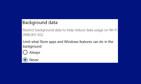 How To Restrict Background Data for WiFi In Windows 10