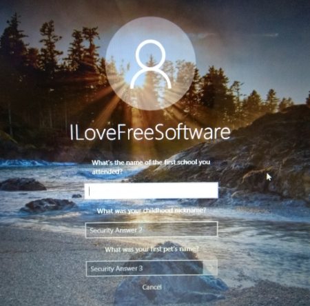 security questions visible in windows 10 lock screen