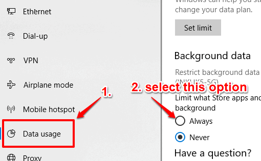 How To Restrict Background Data for WiFi In Windows 10