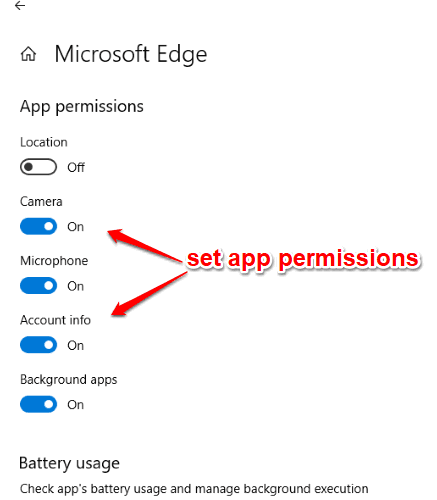 set app permissions