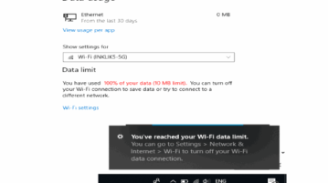 set data limit for wifi and ethernet in windows 10