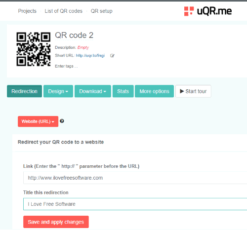 uQR.me dynamic qr code generator website