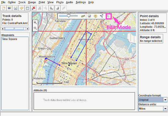 GPS Prune: kml editor software