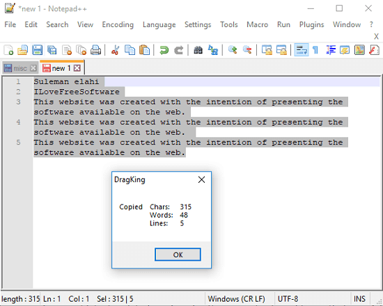 Count Number of Words, Characters, Lines in Clipboard Text