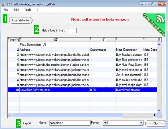 File2data convert excel to xml