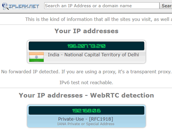 IPLeak.net free vpn leak test