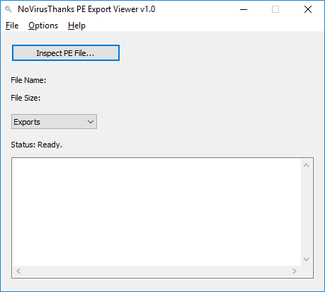 PE Export viewer interface