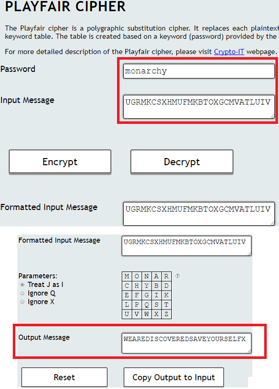 Playfair Cipher by Crypto Online