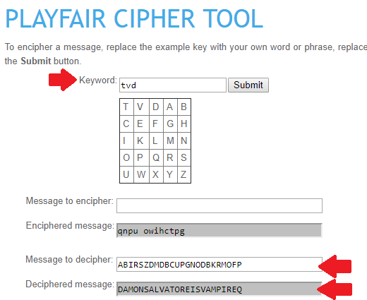 Playfair Cipher tool decode playfair