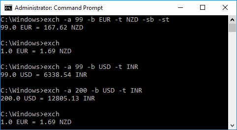 See Currency Exchange Rate in Command Prompt, Convert Currency