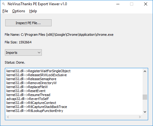 See Functions Imported, Exported by Executable Files
