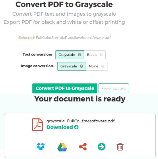 Sejda Convert PDF to Grayscale