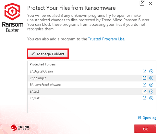 add folders to protect from ransomware in ransombuster