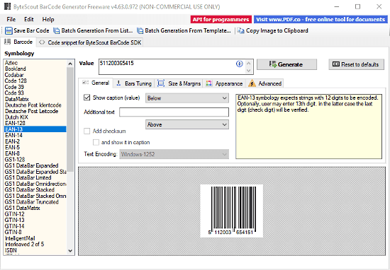 ByteScout Barcode Generator: batch barcode generator