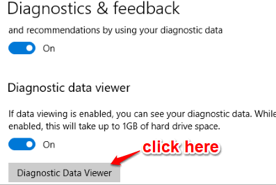 click diagnostic data viewer button