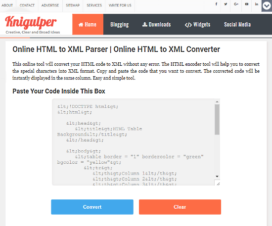 Knigulper: parse html to xml online