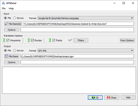 GPS Babel: kmz to gpx converter