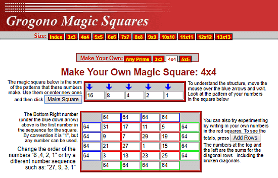 Grogono.com: magic square generator