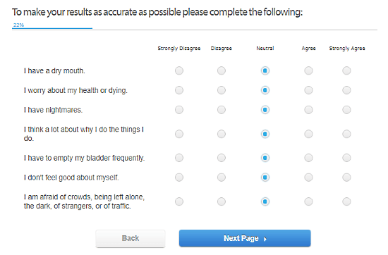 CalmClinic.com: online anxiety test