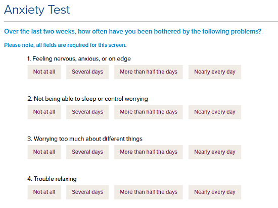 MentalHealthAmerica.net: online anxiety test