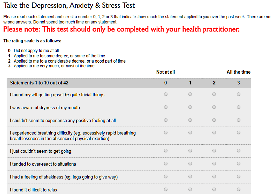 Depression-Anxiety-Stress-Test.org: online anxiety test