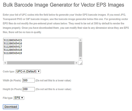 BulkBarcodeGenerator.com: batch barcode generator