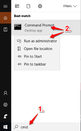 open command prompt as administrator