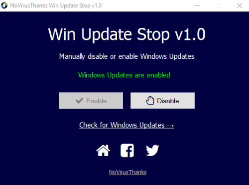 press enable button to start windows 10 updates