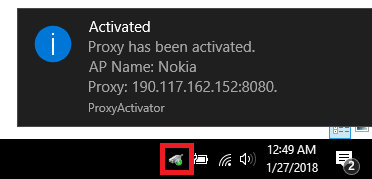proxy activated for specified wifi