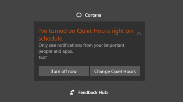 schedule quiet hours in windows 10