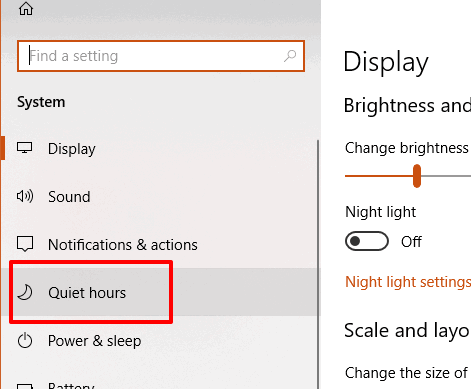 select quiet hours